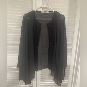 ZARA, transparent chiffon shawl, wedding, evening dress with wide sleeves,S/M/L